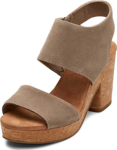 TOMS Women's Majorca Platform Heeled Sandal, Dune Suede, 4.5 UK