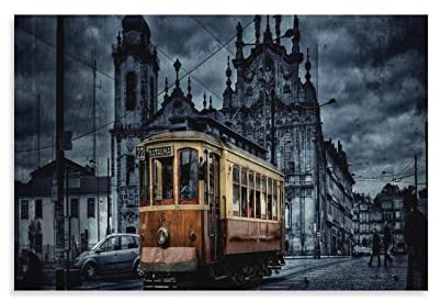 Wohnzimmer Bilder Modern Schwarz-Weiß-Poster Istanbul Rote Straßenbahn auf der Independence Avenue Istanbul Landschaft Leinwand Wand Bilder P Leinwand Bild Poster 40x60cm (Ungerahmt)