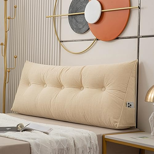 Triangulär sänggavelkudde - 150x50x20 cm, mjuk stor bekväm läskudde för sängar och soffor - Ryggstödsdyna för ländrygg - Kuddar i kilform för sovrummet