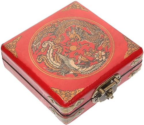 ABOOFAN Chinesische Schmuckschatulle Retro Holz Schmuckkästchen Antike Andenken Box Ästhetische Schmuck Aufbewahrungsbox Schatzkiste Armband Armreif Container Organizer Geschenke 8 cm