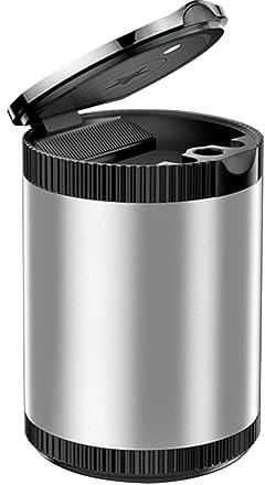 COAECJ Auto Aschenbecher für M-ercedes Ben z W124 W108 W213, Tragbare Selbstlöschend Aschenbecher Abnehmbarer Rauchfreien Geruchsdicht Aschenbecher, Innen Zubehör,Silver