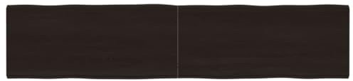 vidaXL Tischplatte, Holzplatte für Tisch Esstisch Couchtisch, Massivholzplatte Handgefertigt mit Baumkante, Ersatztischplatte Scharnierdesign, Dunkelbraun 180x40x(2-4) cm Massivholz Behandelt