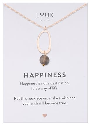 LUUK LIFESTYLE Feminine Halskette mit blauem Stein I Blue Stone Anhänger, dezenter und schicker Stil, ideal als zeitloser Business Schmuck, wasserfester und hautfreundlicher Edelstahl, Roségold