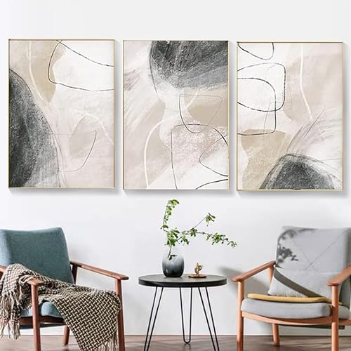 UGZDEA Abstrakt Leinwand Poster 3er Set, Moderne Geometrie Formen Leinwand Bilder Wohnzimmer Schlafzimmer Deko Bild-Ohne Rahmen(B,3x60x90cm)