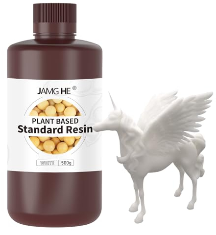 Plant Based Low Odor Standard Resin, JAMG HE Environmentally Friendly, Low Shrinkage, Fast Curing Plant Based Low Odor Standard 3D Printing Resin for LCD/DLP/SLA 3D Printers (500g, White)