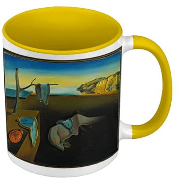 Tasse, Farbe Premium Qualität, Gelb – Salvadore Dali Persistenz des Memoire Surrealismus Malerei – Tasse mit Henkel und farbigem Innenraum