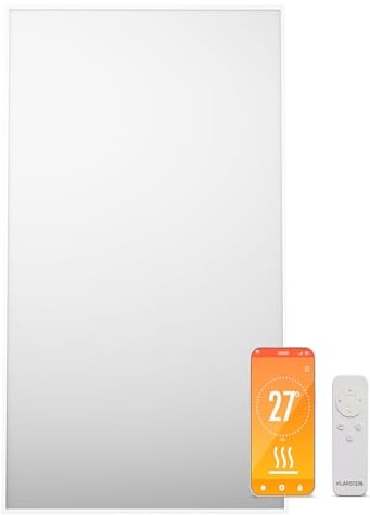 KLARSTEIN Stufa Elettrica Infrarossi Basso Consumo, Pannello Radiante Infrarossi 480W, Telecomando e Timer, WiFi App, Pannelli a Infrarossi Riscaldamento, Pannello Infrarossi per Riscaldamento No CO2