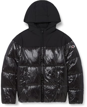 Champion Legacy Outdoor G (405041) – WR Woven Nylon Cirè 37gr Kapuzenjacke, Schwarz (NBK), 11–12 Jahre (L) Mädchen FW24