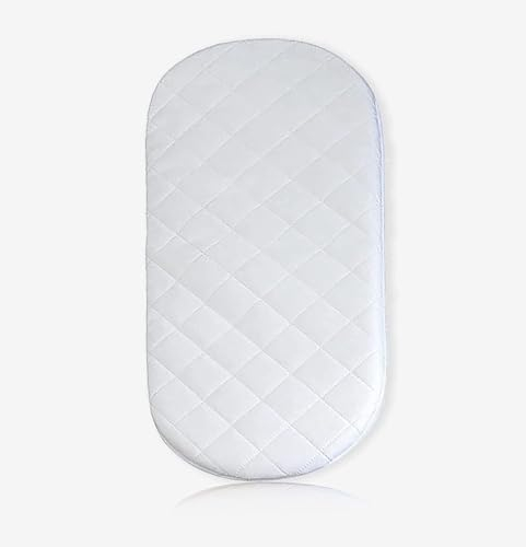 Becky Cameron Moses Pram Basket Mattress 4cm Thick Hypoallergenic Mattress Oval Shaped Fits Mothercare Basket Perfect for Baby Cradle Bassinet Cot & Crib (64x28x4cm)