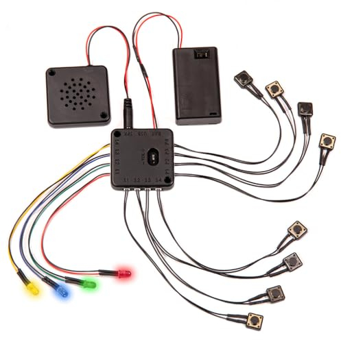 COSVOX Cosplay-Soundeffektmodul + LED-Lichtset. DIY beschreibbarer MP3-Soundchip mit 4 Drucktasten, 8 MB Speicher und 4 LEDs. Fügen Sie Musik oder Soundeffekte zu Ihren Kostümaccessoires hinzu.