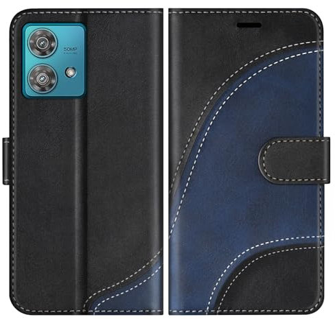 BoxTii Coque pour Motorola Edge 40 Neo, Housse en Cuir PU Pochette de Portefeuille, Magnétique Étui de Protection Housse Coque pour Motorola Edge 40 Neo, Noir