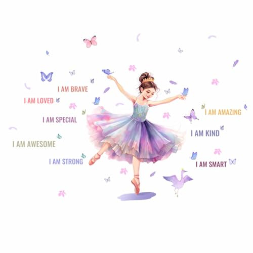 Winhappyhome Wandtattoo Ballett Mädchen Tänzerin Englischer Spruch Schmetterling Hintergrund Wand Zimmer Dekoration Wandaufkleber