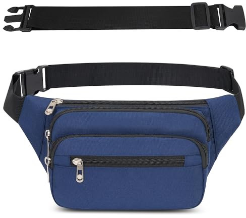 IHIGOGOFA Bauchtasche Gürteltasche Hüfttasche mit Einem 60 cm Verlängerten Gürtel Unisex Modern Umhängetaschen Handytasche für Outdoor Reise Wandern Hundetraining Damen und Herren (Dunkelblau)