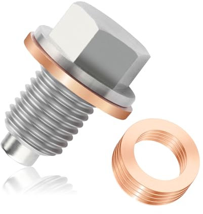 M12x1.5 Magnetische Ölablassschraube & 5PCS Ölablassschraube Dichtung,Öl Ablassen Schraube & Ölablassschraube Dichtung Ersatz OEM#58030021000,Kompatibel mit BMW Mercedes-Benz Honda (M12x1.5)