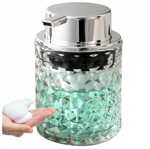 Poggapp Foaming Hand Soap Dispenser, Bathroom Soap Dispenser or Lotion Dispenser for Kitchen, Refillable Clear Glass Dispenser Easy to Use