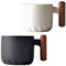 Juego de 2 tazas de café de café de 60 ml, tazas de café con asa, tazas de café expreso de cerámica, tazas de café para espresso y café con leche (negro y blanco)