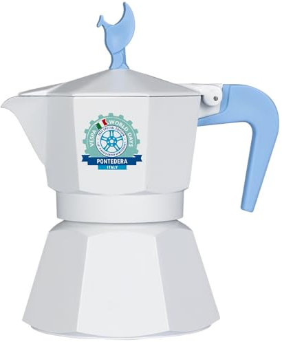 MOKAVIT Vespa World Days 2024 - Espressokocher Induktion, Mokka Maschine 3 Tassen, Moka Pot Induktion, Induktion Espressokocher 3 Tassen- Made in Italy (White)