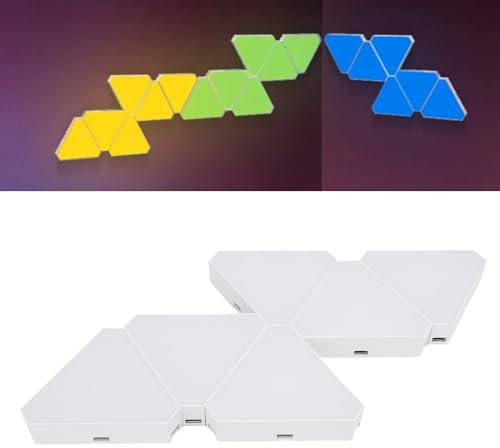6 Sets Triangle Light Panels, RGB Triangle LED Wall Light Panel, Cool Music Synced Game Lights, Smart RGB Triangle Modular Gaming Light Music with APP and Remote for Room, Gaming