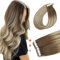 XDhair Tape Extensions Echthaar Walnuss Braun bis Ash Braun and Goldblond 20pcs 50g 35cm Remy Echthaar Extensions Seidig Gerade Invisible Tape Ins (#3/8/22-14)