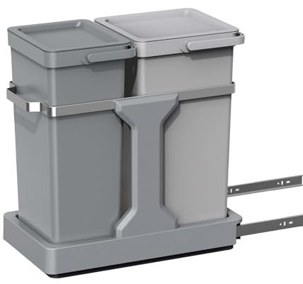 EKO Cubo de Basura 20L+15L Doble Compartimento Debajo Fregadero Cubo Basura Cocina Extraible de Gabinete