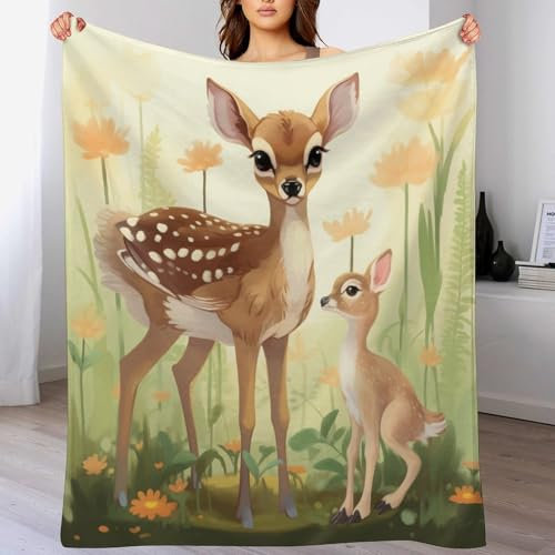 AAPZY Hirsch Decke, Flannel Tagesdecke Couchdecke Sesseldecke Wohndecke Vier Jahreszeiten Decke Kuscheldecke Sofadecke Mit Muster, (150×200cm)