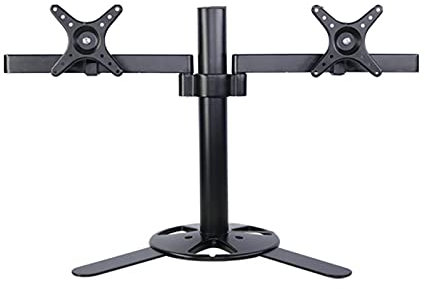 Soporte de pared para TV Soporte de TV de sobremesa con dos pantallas, inclinable y giratorio con base de metal en forma de U, base de TV de sobremesa compatible con pantallas LED de 17 a 27 pulgadas