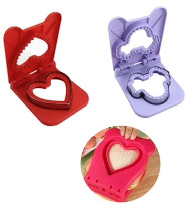 Cortador de Sándwich y Sellador, Cortadores de Pan para niños, forma de corazón, Juego de 2 cortadores de sándwiches extraíbles Pan para niños, Cortador de Galletas Sándwich Acero Inoxidable Moldes