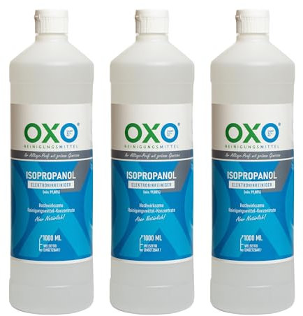 Reinigungsmittel 99,9% Elektronikreiniger Isopropylalkohol IPA-Reinigungsalkohol für Haushalt, Glas und Elektronik Made in Germany 1 Liter 3er Pack