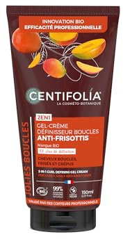 CENTIFOLIA | Gel Crème Définisseur Boucles 2 en 1 | Anti-Frisottis & Effet Gainant | Gamme Jolies Boucles | Sans Rinçage | Mangue Bio & Actif Définisseur | 99% Naturel | 150 mL