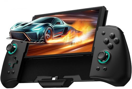Mando Switch Handheld Compatible con Nintendo Switch/OLED, Luminpad Ergon Mando Pro, Reemplazo de Joypad una sola pieza - 7 LED Colors/Turbo/Mapping, Negro