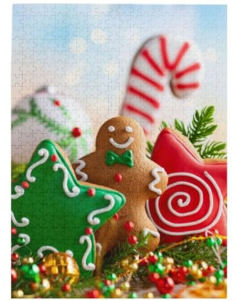 Jigsaw Puzzles 500 Pieces for Adults Families Puzzle Game for The Whole Challenging Puzzles,Gingerbread Man Candy