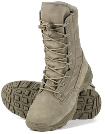 Herren Reißverschluss -Kampfstiefel - atmungsaktive Taktische Militärstiefel mit All -Terrain -Griff,Grün,43 EU