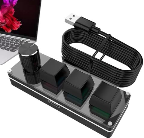 Qzdtue Makro Control Keypad, programmierbares Knob Board, Silent Mechanical Keys, 8,94 x 0,79 x 2,5 cm, kompaktes Shortcut-Gerät, ideal für Büroarbeit, Study, Computer Desk