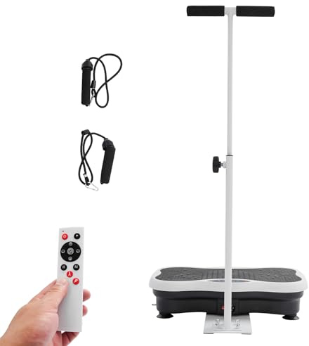 Vibrationsplatte, Rüttelplatte Sport für Zuhause, 180 W Fitness Vibrationsboard mit Verstellbaren & Armlehnen Fernbedienung, Fitnessgeräte für Zuhause | 120 Vibrationsstufen | 10 Trainingsprogramme