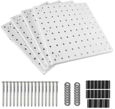 Sirxlevcy Pegboards, Pegboard Wall Organizer Panels, Peg Boards, for Wall, Craft Room, Kitchen, Garage, Living Room, Bathroom(4Pcs)