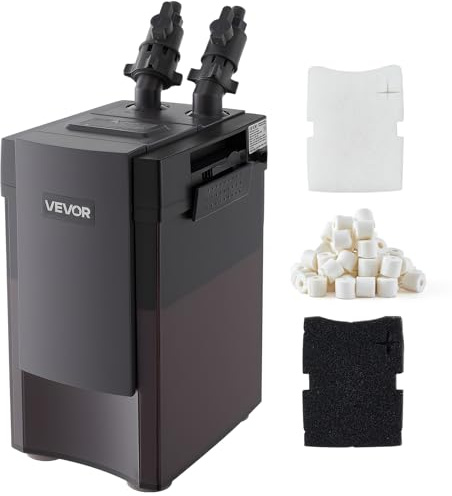 VEVOR 317GPH Canister Filter, 3-Stage External Aquarium Filter with Powerful Pump, Water Circulation Cleaning Machine with Media for Large Fish Tanks and Aquariums Up to 100 Gallons, for Freshwater