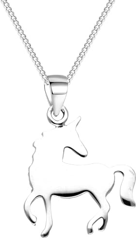 Löb 925 Silber Halskette Einhorn Platte Anhänger Kinder Mädchen Damen, Kommunion Firmung Einschulung Süß