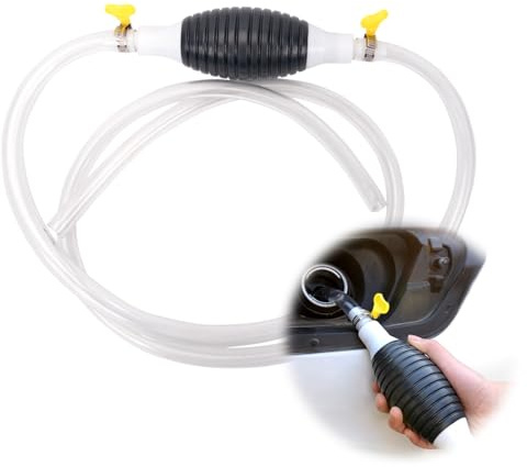 Hoadyush Pompe a Pétrole Manuelle Diesel, Tuyau 2m, Transfert Liquide | Poire d’amorçage rapide, tube PVC transparent Ø15mm, colliers métal antiglisse, essence diesel huile eau aquarium