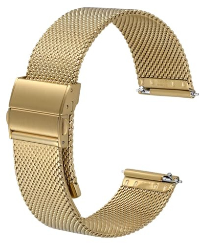 ANBEER Metallarmbänder,Edelstahl Mesh Armbänder 316L,Schnellverschluss Ersatzarmband für Damen und Herren,Faltschließe,14mm,16mm,18mm,20mm,22mm