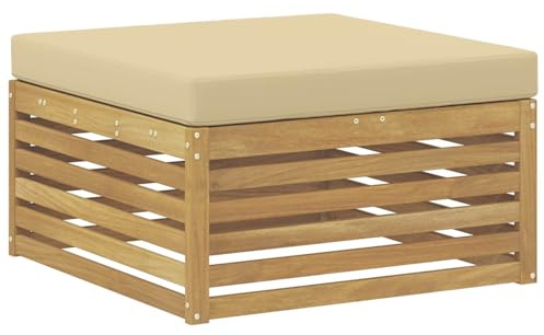 vidaXL Outdoor-Fußhocker Massivholz Akazie Weiß, Elegante Balkonmöbel, modernes Gartendesign, widerstandsfähig, pflegeleicht, modulare Gestaltung