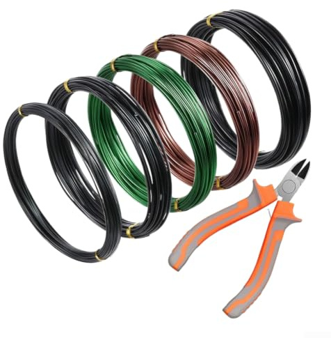 Aluminium Bonsai Wire Set 6 Rolls 1 1.5 2mm With Plier