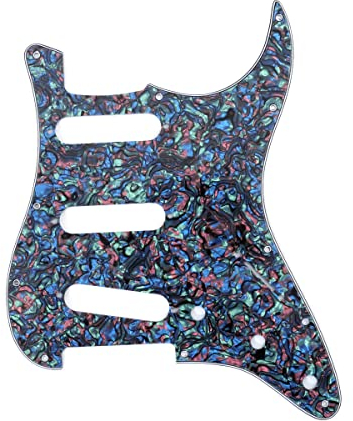 Musiclily SSS 11 Löcher Strat Pickguard Gitarren Schlagbrett für Fender USA/Mexican Standard Stratocaster Modern Style,4 lagig Abalone Shell