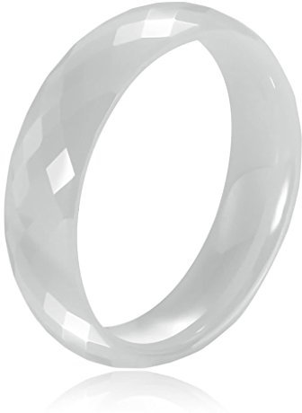 Bishilin Modeschmuck Herren Ring Keramik Rhombischen Rund Bequemlichkeit Passen Verlobungsringe Paarring Weiß Ringgröße 70 (22.3)