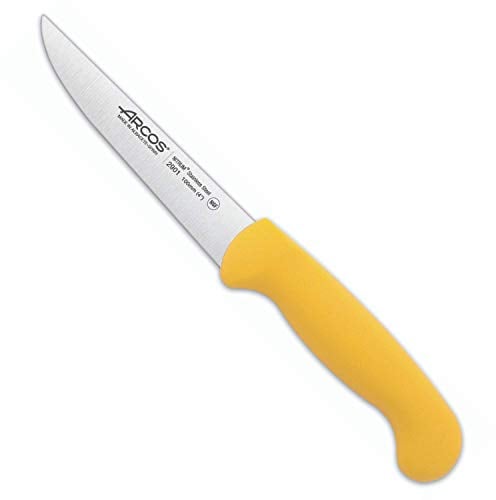 Arcos Serie 2900 - Cuchillo de Verduras - Hoja de Acero Inoxidable NITRUM de 100 mm - Mango inyectado en Polipropileno Color amarillo