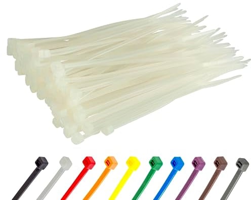 Gocableties - Fascette Plastica Bianche/Trasparenti - 100 mm x 2,5 mm - 100 Pezzi - Piccole Fascette Colorate