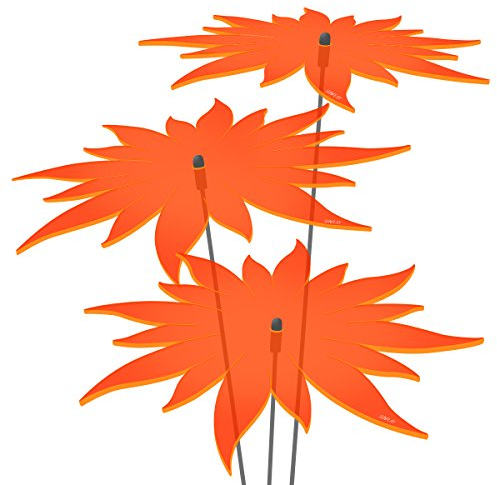 SUNPLAY Sonnenfänger - Sonnenblumen Set - 3X Orange - Ø 20 cm Durchmesser + Schwingstäbe