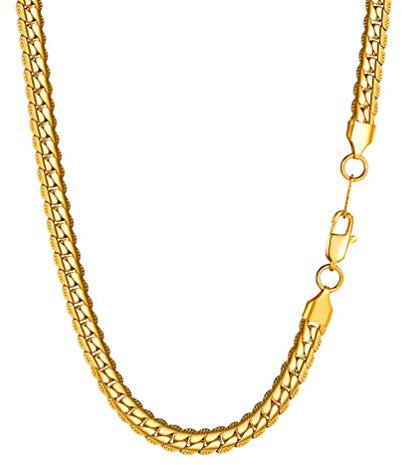 PROSTEEL Halskette Hochwertig 18k vergoldet Panzerkette Erbskette 6,5MM Breite Herren Jungen Gliederkette mit Karabinerverschluss, 46CM lang
