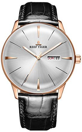 REEF TIGER Herren Uhr analog Automatik mit Leder Armband RGA8238-PWB