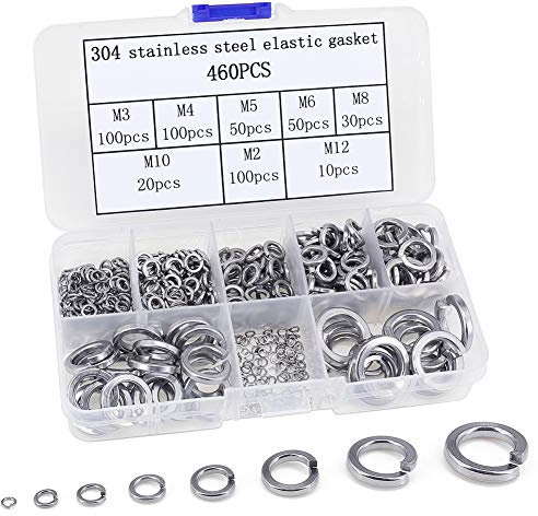 Assortiment de 460 rondelles fendues en acier inoxydable pour vis et boulons M2 M3 M4 M5 M6 M8 M10 M12