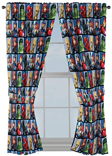 Jay Franco Marvel Avengers Team 63 inch Drapes 4 Piece Set - Beautiful Room Décor & Easy Set up - Window Curtains Include 2 Panels & 2 Tiebacks (Official Marvel Product)